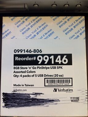 Verbatim PinStripe 8GB USB Drives | Multicolor | 5PK 4CT